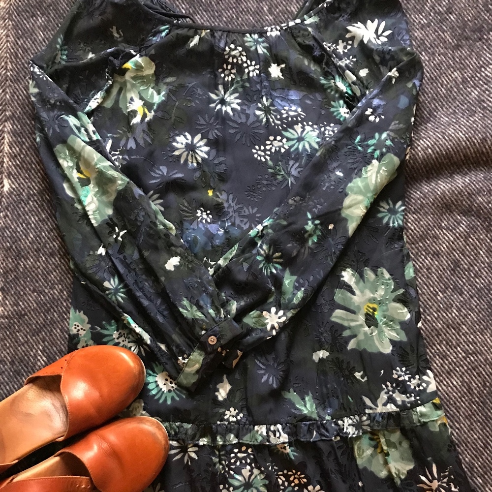 SOLD Loft Floral Long-Sleeve Dress